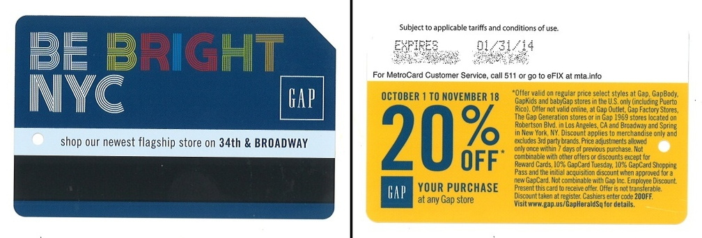 October 2012 GAP MetroCard 2-sided advertisement A combo.jpg
